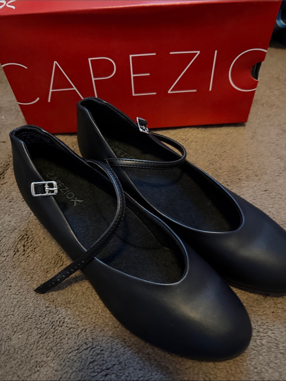 Capezio Black Mary Jane Flats with Buckle Strap